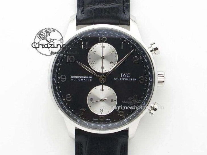 MIROTIME 0110 Original Portuguese 40mm Chrono RG Gray Dial Sliver Subdial on Leather Strap A 7392